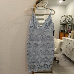 Lulus Light Blue Crochet Dress